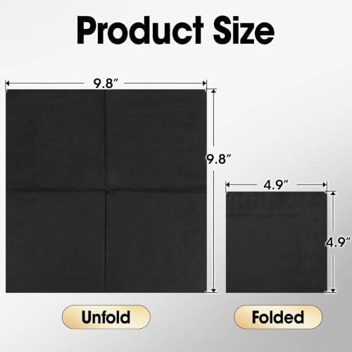 Black Cocktail Napkins Bulk Pack 2-Ply Disposable 4.9x4.9 Inch for Parties & Bar