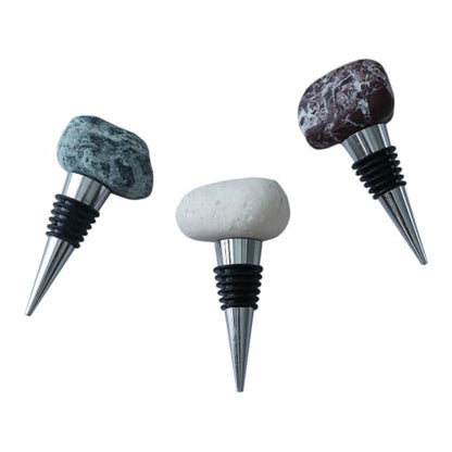 3 Pack Handmade Marble Wine Bottle Stoppers - Irregular Natural Stone Wine Saver