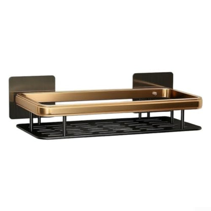 Black Gold Bathroom Shelf 30cm No Drill Wall Mount Corner Storage