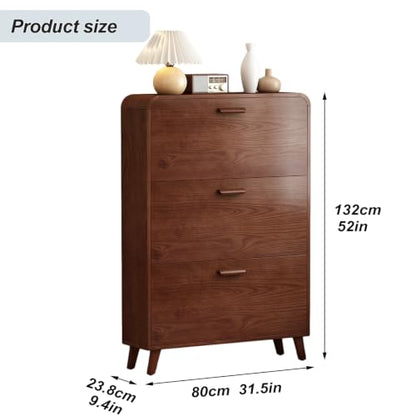 Slim Wall-Mounted Shoe Cabinet with Flip Drawers, Adjustable Shelves, 3 Tiers