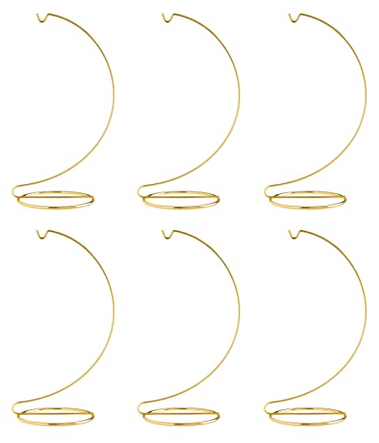 Gold Metal Ornament Display Stand - 10 Inch Tall for Christmas, Glass Terrariums, and Crafts - Pack of 6