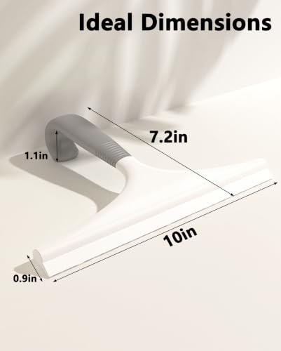 Gray and White 10-Inch Shower Squeegee for Glass Doors with Hook - No Squeak, Streak-Free Cleaning