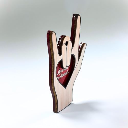 Sign Language Ornament - I Love You Hand Sign Christmas Decor, Wooden & Acrylic, Holiday Gift