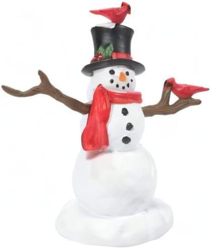 Department 56 Cardinals on Christmas Snowman Figurine - 3.375 Inch, Multicolor Village Accessory