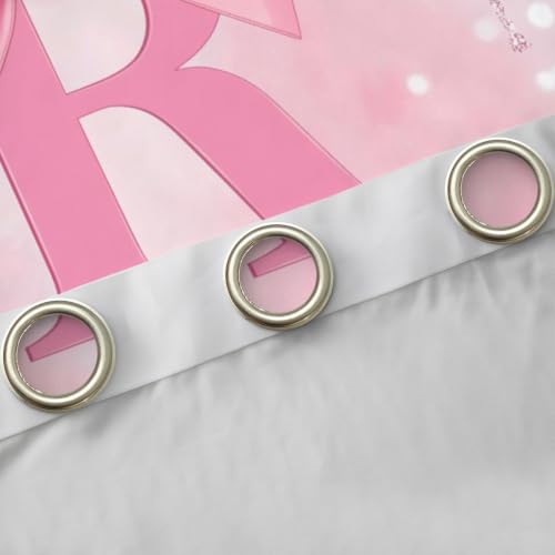 Pink Bowknot Blackout Curtains with Initials - Room Decor, Personalized