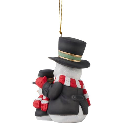 Precious Moments Snowman Christmas Ornament - Hand-Painted Bisque Porcelain, 2024 Annual Holiday Decor - Ornament