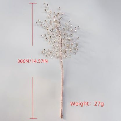 Champagne Crystal Glitter Berry Stem Ornaments for Christmas Tree & Vase Fillers - 1 Pack