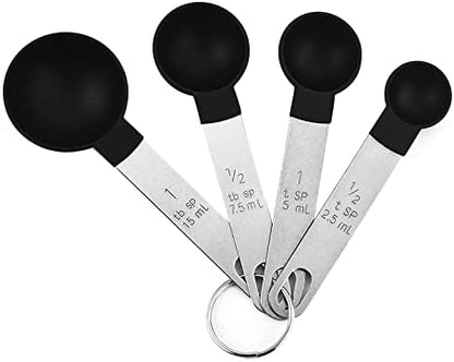 Skiennix 8-Piece Measuring Cups and Spoons Set - Stackable Black Design for Dry & Liquid Ingredients