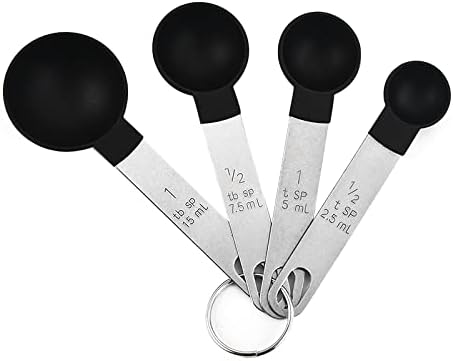 Skiennix 8-Piece Measuring Cups and Spoons Set - Stackable Black Design for Dry & Liquid Ingredients