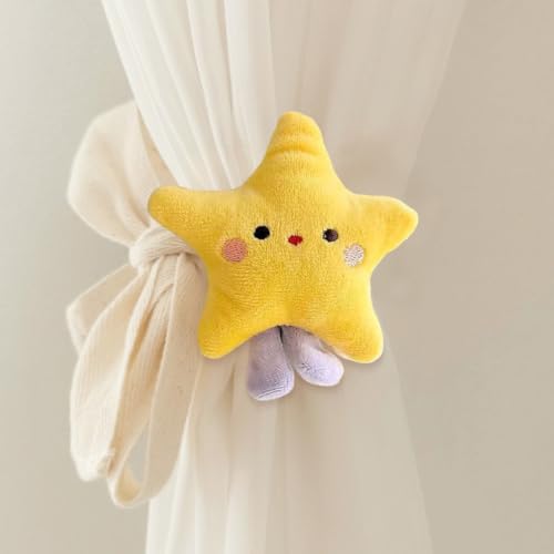 Star Curtain Tiebacks 2 Pack - Cartoon Star Shape Bedroom Accessories for Nursery & Kids Room Decor