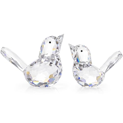 Clear Crystal Bird Figurines Set - Glass Collectibles for Home Decor & Gift