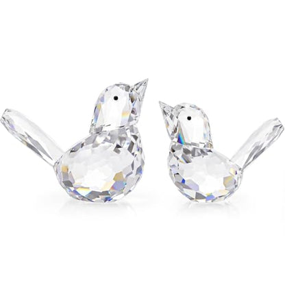 Clear Crystal Bird Figurines Set - Glass Collectibles for Home Decor & Gift