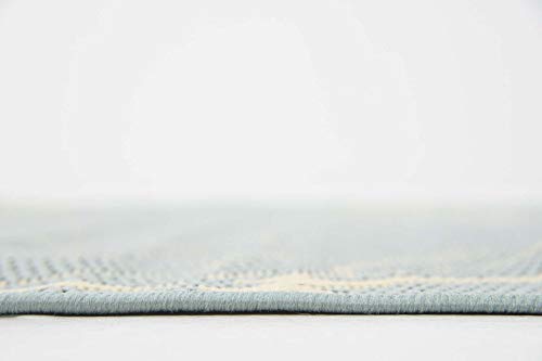 Unique Loom Outdoor Botanical Collection Area Rug - Branch (5' 1" x 8' Rectangle, Light Blue/ Beige)