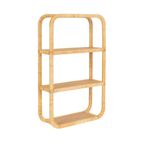 Rectangular Rattan Wall Shelf for Bathroom Storage - Modern Geometric Design