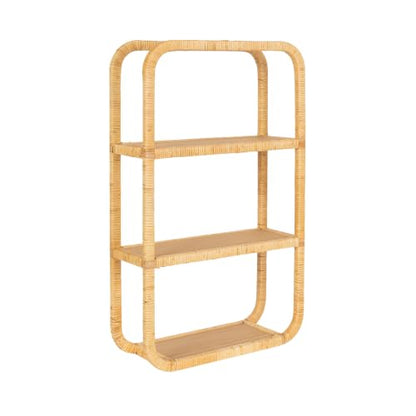 Rectangular Rattan Wall Shelf for Bathroom Storage - Modern Geometric Design
