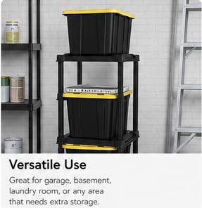 Heavy Duty 4-Tier Garage Storage Rack for 27-Gallon Bins, Black