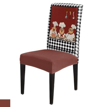 Fat Chefs Dining Chair Covers Set of 4 Black & White Buffalo Plaid Stretch Slipcovers - Washable, Protects & Decorates Chairs