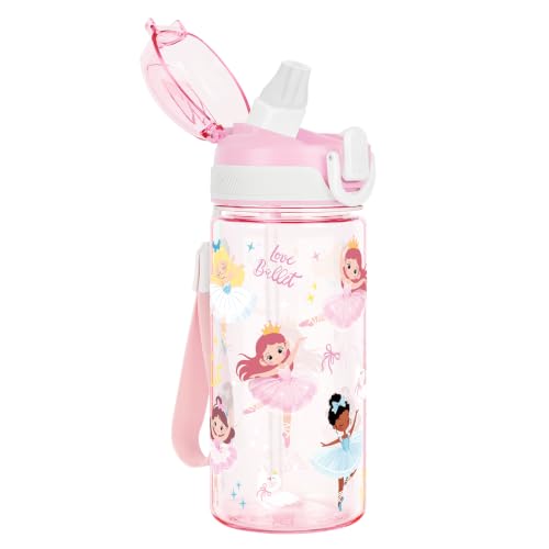 Kids Water Bottle for School & Travel - Pink Ballet, 16oz BPA-Free