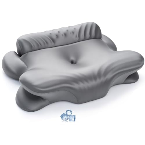 Kurcodw Grey Cervical Pillow for Neck Pain Relief & Side Sleepers 2-in-1 Support