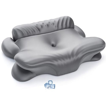 Kurcodw Grey Cervical Pillow for Neck Pain Relief & Side Sleepers 2-in-1 Support