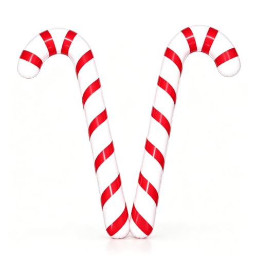 Inflatable Christmas Candy Cane Balloons - Red 2 Pack Holiday Decorations