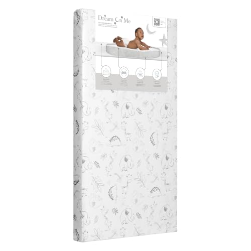 Dream On Me 2-in-1 Full-Size Crib & Toddler Mattress Grey Safari