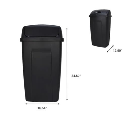 13 Gallon Plastic Trash Can with Swing Top Lid - Kitchen Waste Bin