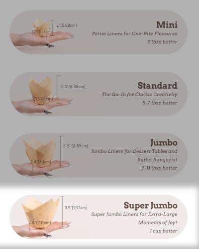 Jumbo Natural Tulip Cupcake Liners - 100pcs for Baking, Super Large