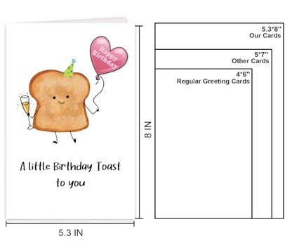 White Birthday Card for Besties & Family - Funny Toast Pun Gift