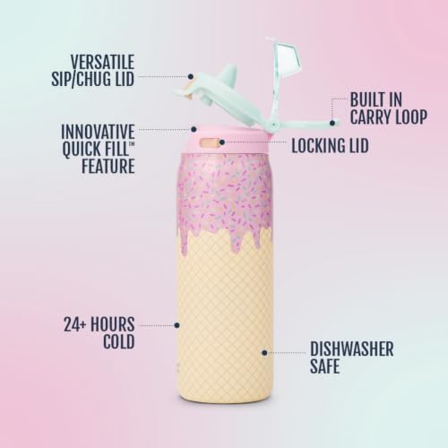 Kids Stainless Steel Water Bottle 18oz with Pop & Fill Lid - A La Mode