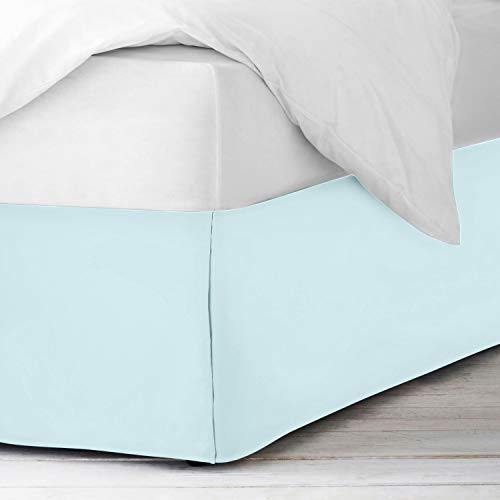 Twin XL Egyptian Cotton Bed Skirt 18-Inch Drop - Classic Box Pleated Aqua Blue