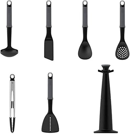 Joseph Joseph Elevate Carousel Nylon Kitchen Utensil Set with Rotating Storage Stand, 6-piece, Gray