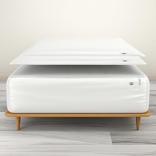 Cloud White King Zip Fitted Sheets 76x80 Inch Deep Pocket Luxury Cotton Blend Satin