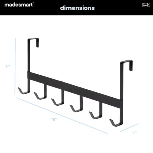 Madesmart Large Over-the-Door 6-Hook Rack for Towels & Clothing - Carbon