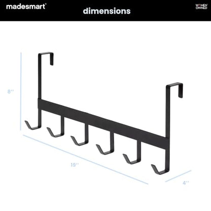 Madesmart Large Over-the-Door 6-Hook Rack for Towels & Clothing - Carbon