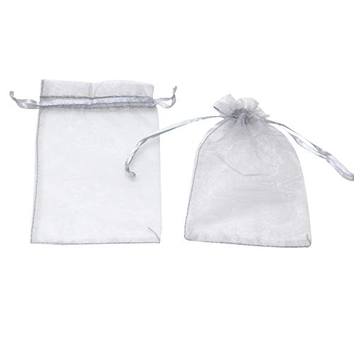 100Pcs Sheer Organza Bags 5x7 Inch Gray Jewelry Gift Bags for Weddings