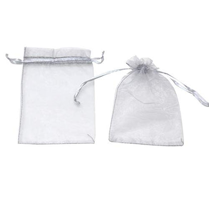 100Pcs Sheer Organza Bags 5x7 Inch Gray Jewelry Gift Bags for Weddings