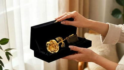 Eternal Rose 24K Gold-Dipped Real Rose - 11 Inch Preserved Flower Gift - Gold Variation