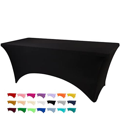 BDDC Table Covers for 4 Foot Tables, Spandex Table Covers 4ft, Orange Table Cloths Rectangle 4ft for Events, Wedding, Banquets & Parties