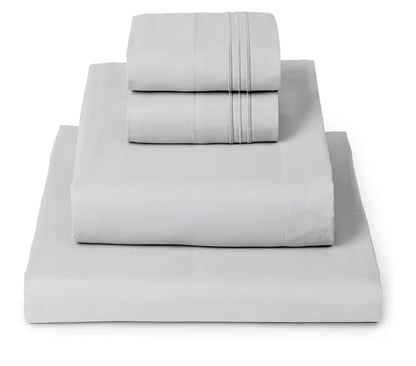 Mellanni King Sheets Set - 4 PC Iconic Collection Bedding - Hotel Luxury, Extra Soft, Cooling Bed Sheets - Wrinkle, Fade, Stain Resistant (King, Light Gray)
