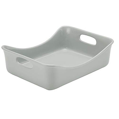 Rachael Ray Solid Glaze Ceramics Bakeware / Lasagna Pan / Baker, Rectangle - 9 Inch x 12 Inch, Light Sea Salt Gray