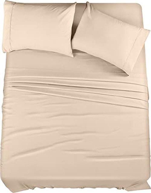 Utopia Bedding Queen Bed Sheets Set - Pack of 2 Sheet Sets - Perfect for Spa, Hotel, & Guest Bedroom - Brushed Microfiber - Shrinkage and Fade Resistant - Easy Care (Beige)