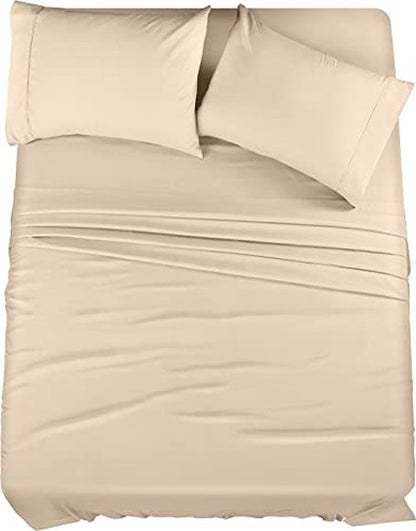 Utopia Bedding Queen Bed Sheets Set - Pack of 2 Sheet Sets - Perfect for Spa, Hotel, & Guest Bedroom - Brushed Microfiber - Shrinkage and Fade Resistant - Easy Care (Beige)