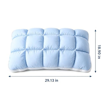 Cooling Pillow with Ice Silk Cover - Baby Blue, Cloud Puff Support