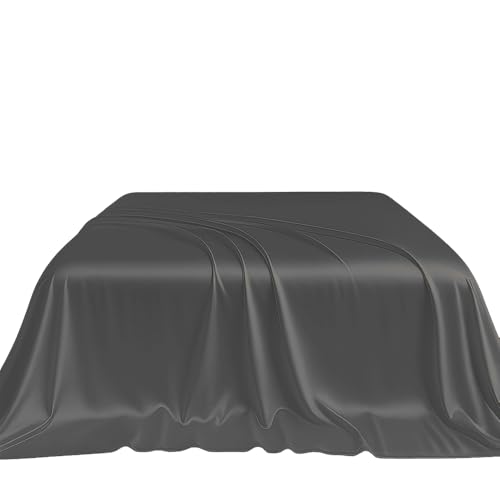 Elephant Grey Twin Size Mulberry Silk Flat Sheet - Breathable & Soft Bedding