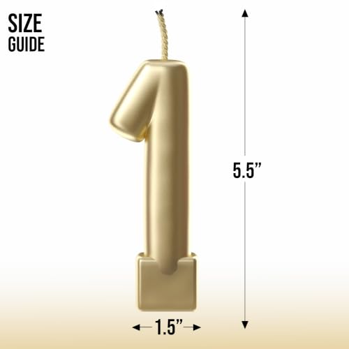 Party Solids Gold Number 1 Birthday Candle for Cake - Variation 1