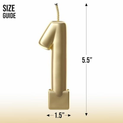 Party Solids Gold Number 1 Birthday Candle for Cake - Variation 1