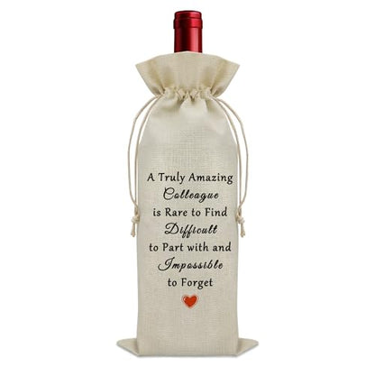 Sazuwu Colleague Leaving Gift Wine Bag Going Away Gifts for Coworkers Women Men Funny Colleague Appreciation Gifts New Job Gifts Wine Accessories Gifts for Wine Lovers Wine Bottle Decoration Bag