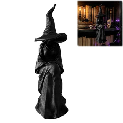 Gothic Witch Reading Decor Statue for Shelf and Mantel, Halloween Home Accent