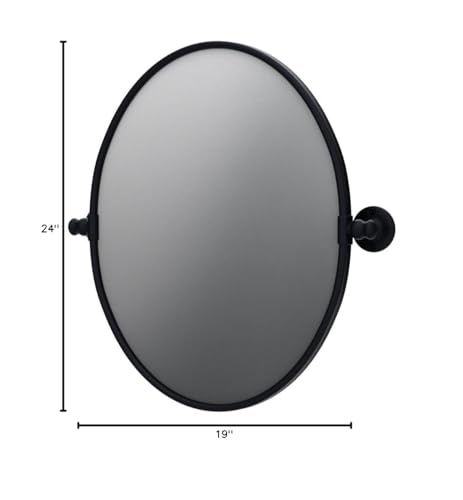 TEHOME Oval Black Metal Pivot Bathroom Vanity Mirror Tilting Vanity Mirrors for Wall 19 x 24''